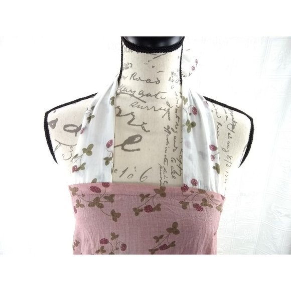 Ian Mosh Old Pink & Ecru Ruffle Halter Peasant style strawberry Dress Size 2 - Picture 2 of 12